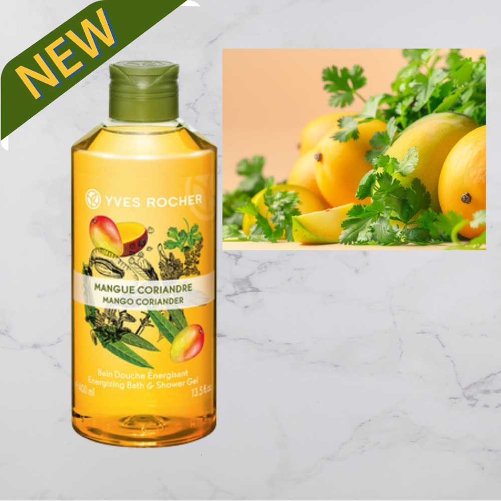 YVES ROCHER Bath & Shower Gel  MANGO CORIANDER 6.70z~200ml #1 Fragrance N France